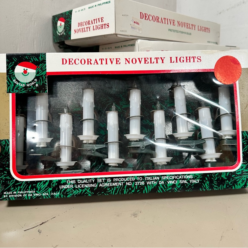 Vintage Kurt Adler White Candle Stick wax Drip Christmas Tree Lights Clips Works